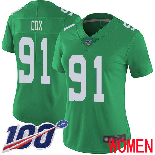 Women Philadelphia Eagles 91 Fletcher Cox Limited Green Rush Vapor Untouchable NFL Jersey 100th Season